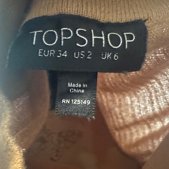 Topshop Camel Mock Turtleneck Sweater women’s size 2 - Picture 8 of 8
